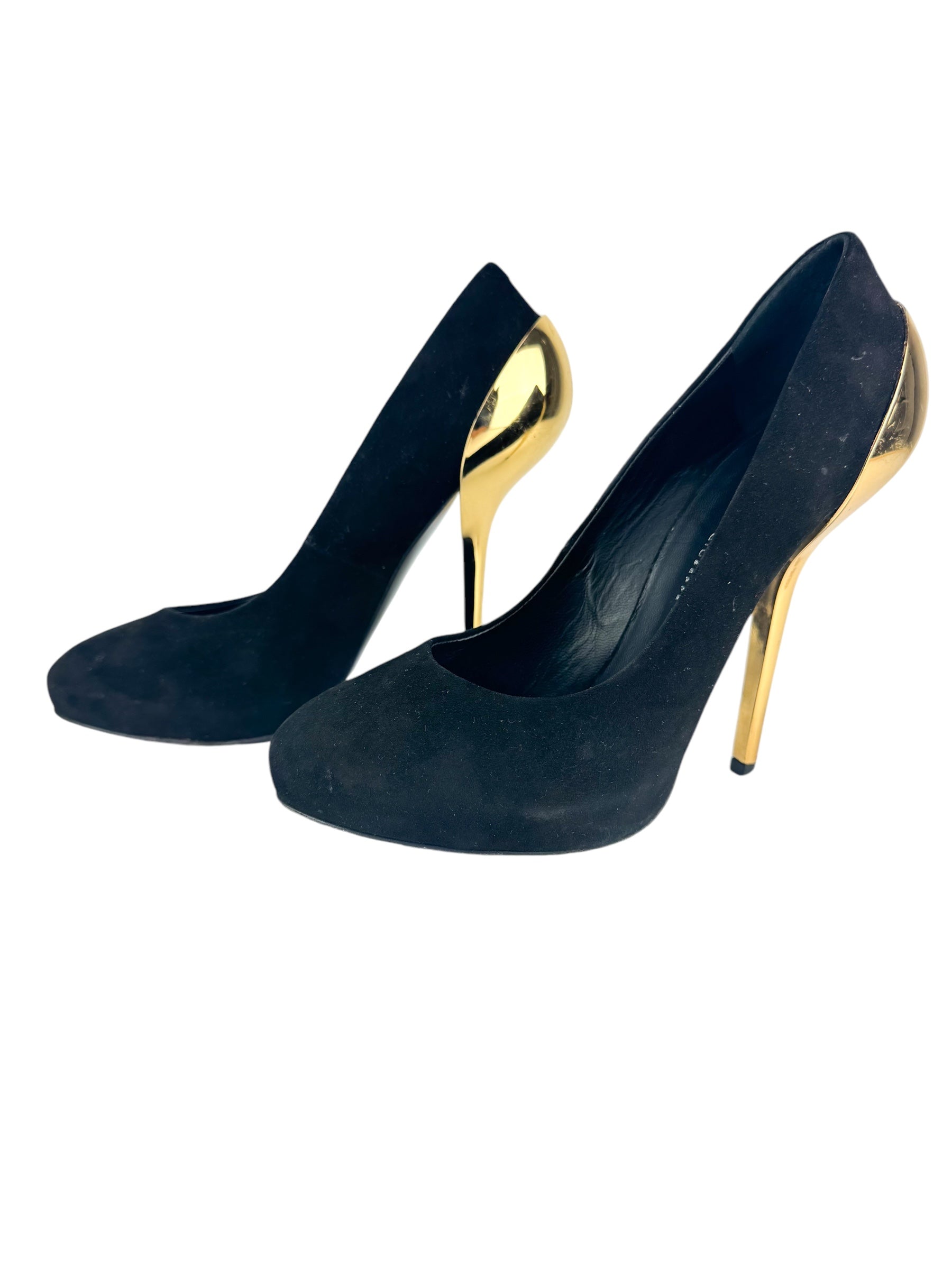 Giuseppe Black Suede Nana Heels 37.5