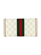 Gucci Beige and White Coated Canvas Leather Ophidia Chain Wallet