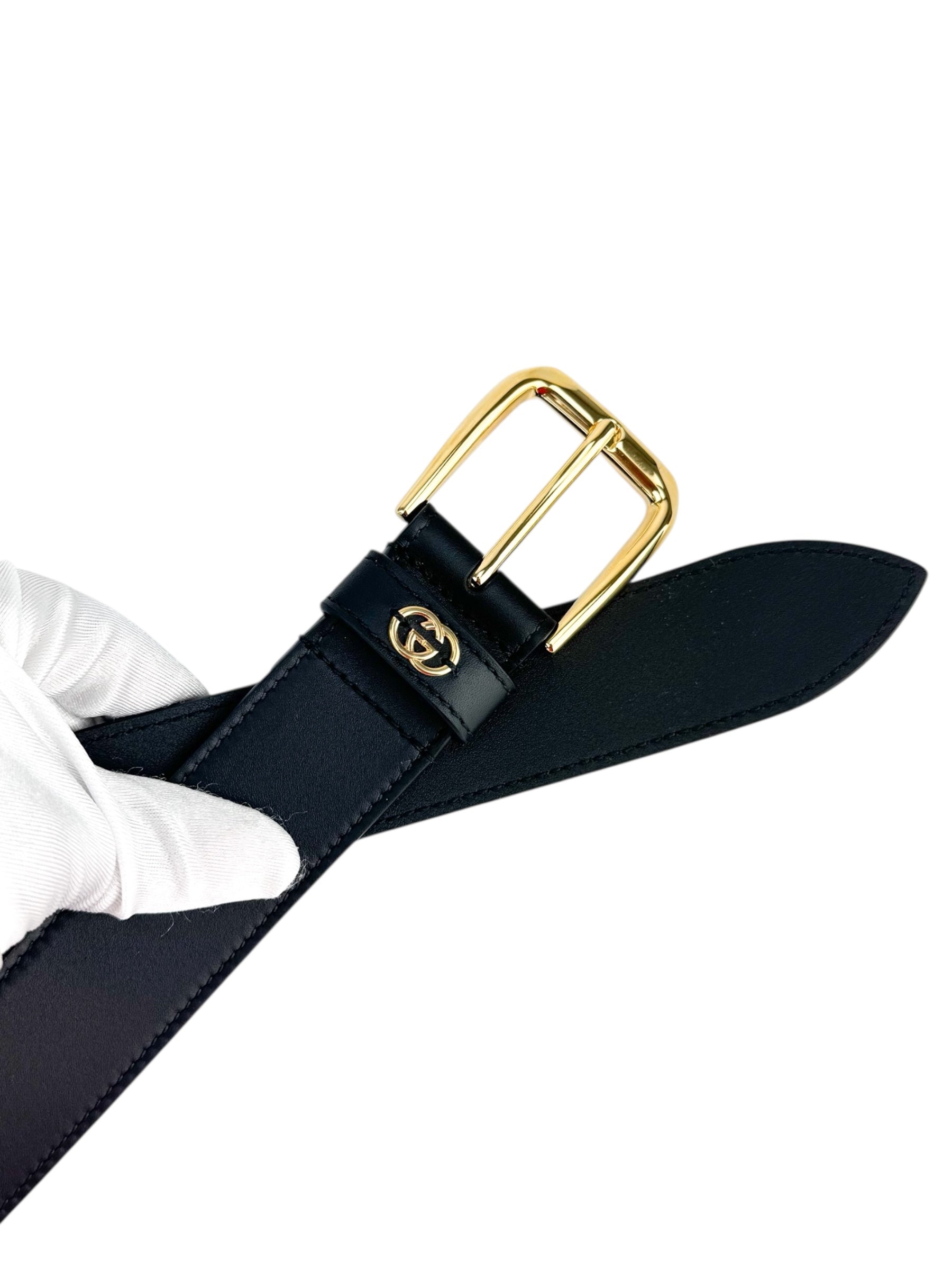 Gucci Black Leather Interlocking G Belt