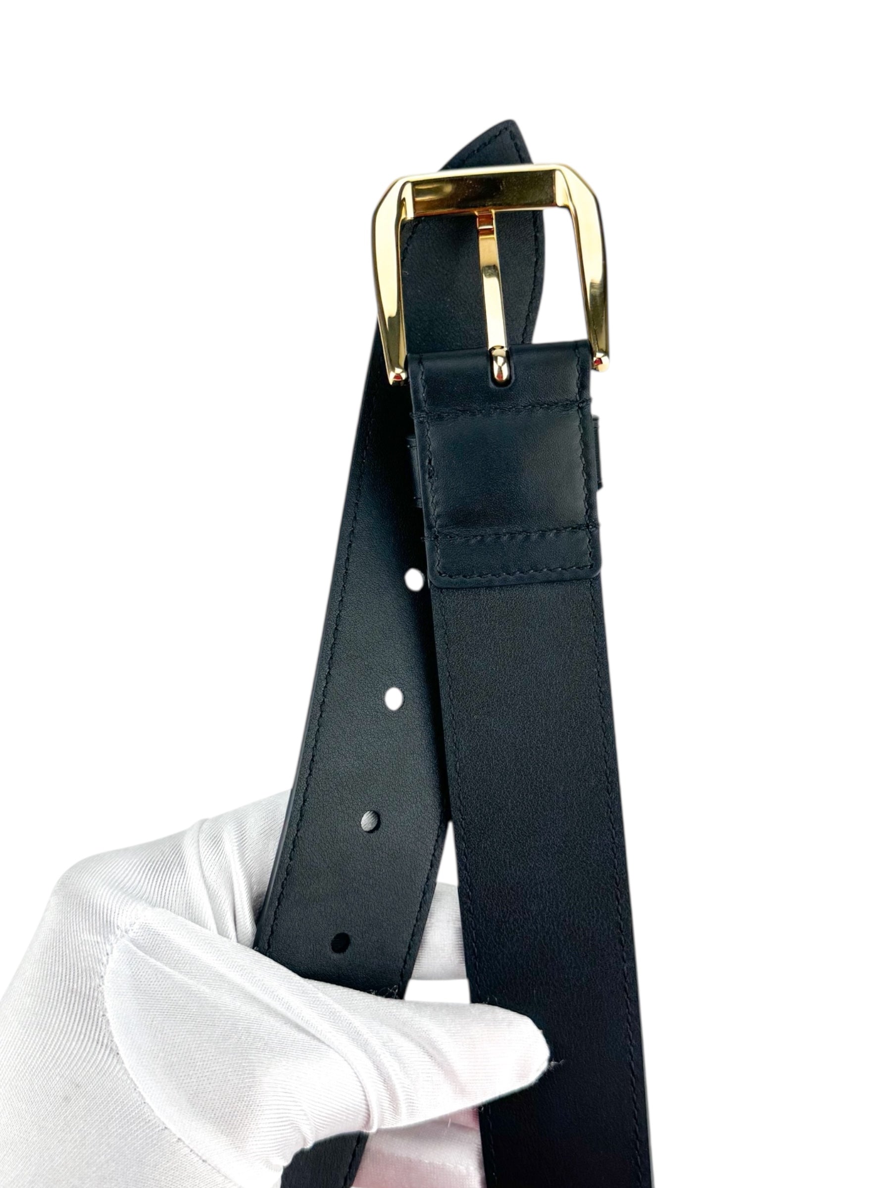 Gucci Black Leather Interlocking G Belt