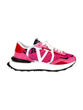 Valentino Pink Red and White Lace Runner Sneakers
