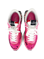 Valentino Pink Red and White Lace Runner Sneakers