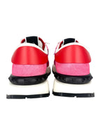 Valentino Pink Red and White Lace Runner Sneakers