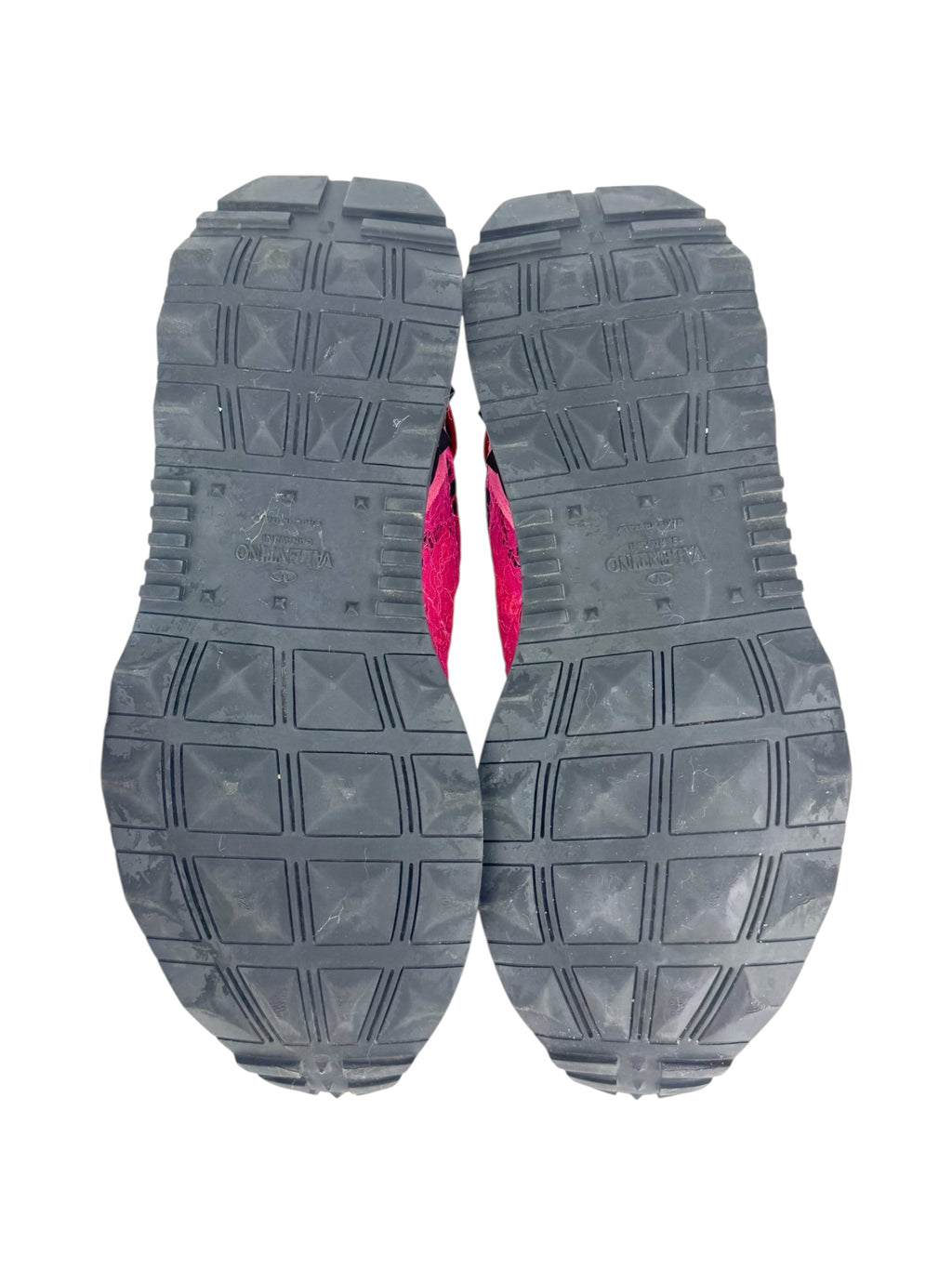 Valentino Pink Red and White Lace Runner Sneakers