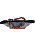 Chanel Black Caviar Leather Tortoise Shell Chain Tote Bag