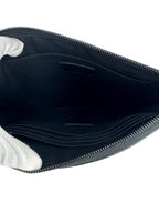 Saint Laurent Black Leather Croc Embossed Paris Clutch Bag