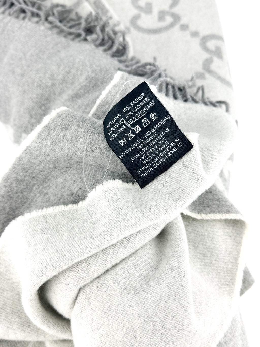 Gucci Light and Dark Grey Wool Blend Blanket