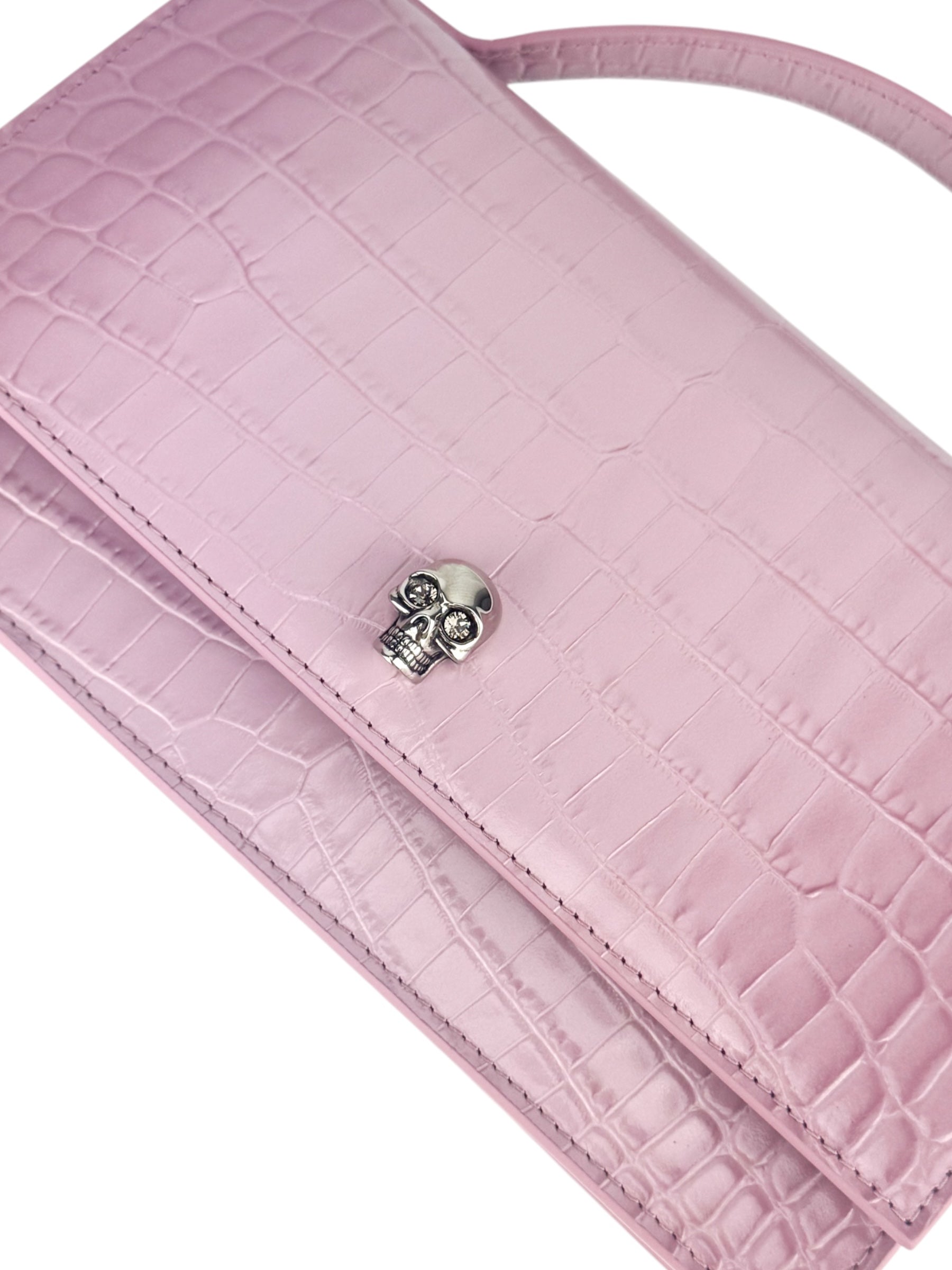 Alexander McQueen Lilac Leather Top Handle Skull Bag