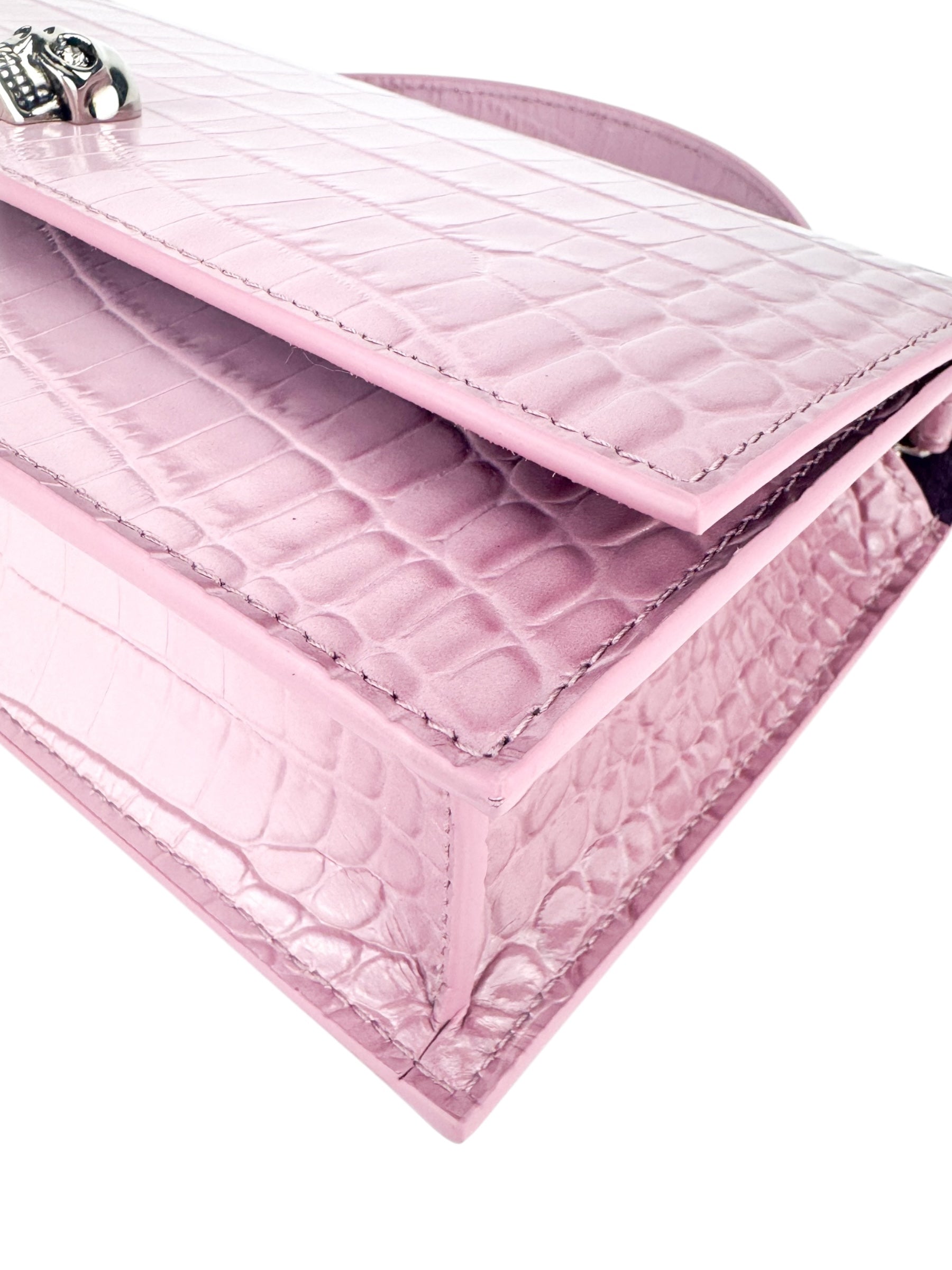 Alexander McQueen Lilac Leather Top Handle Skull Bag