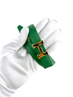 Hermes Dark Green and Black Togo Leather Reversible H Buckle Belt Size 24.4