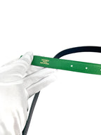 Hermes Dark Green and Black Togo Leather Reversible H Buckle Belt Size 24.4