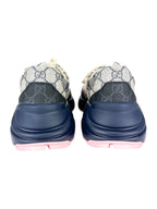 Gucci Beige, Navy, Light Pink and White GG Rhyton Sneakers