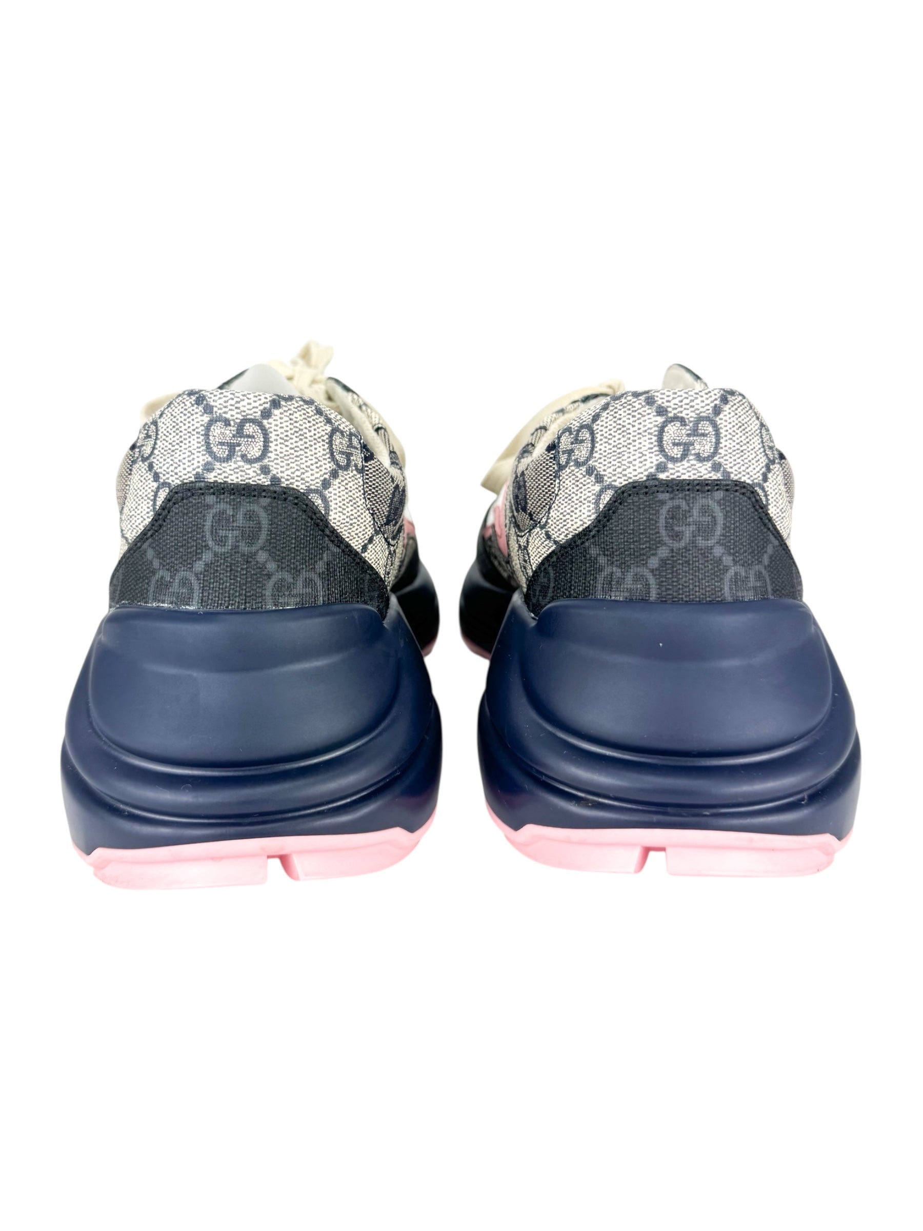 Gucci Beige, Navy, Light Pink and White GG Rhyton Sneakers