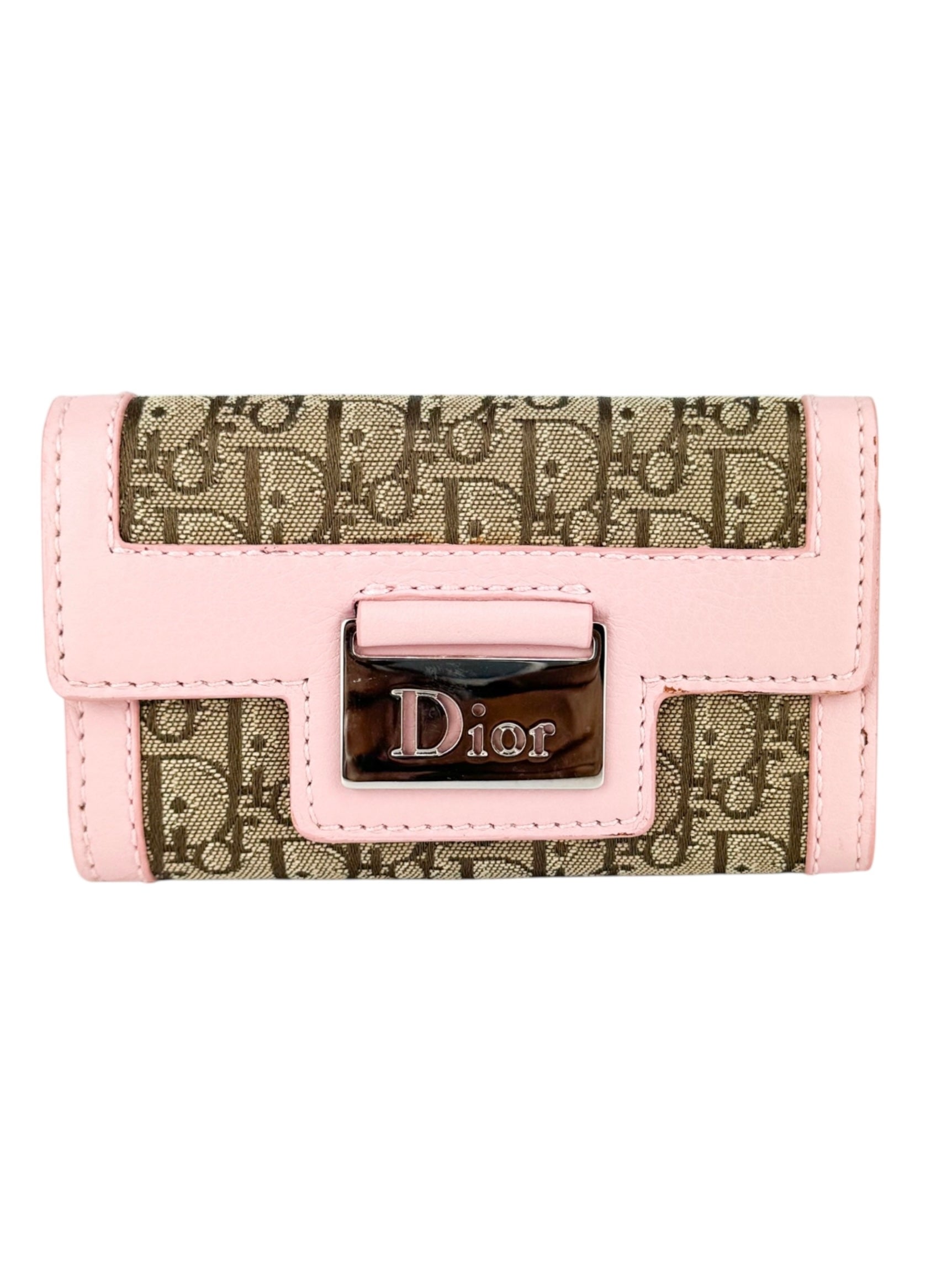 Dior Brown and Pink Monogram Canvas Key Case