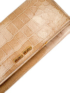 Miu Miu Dusty Pink Croc Embossed Patent Leather Wallet