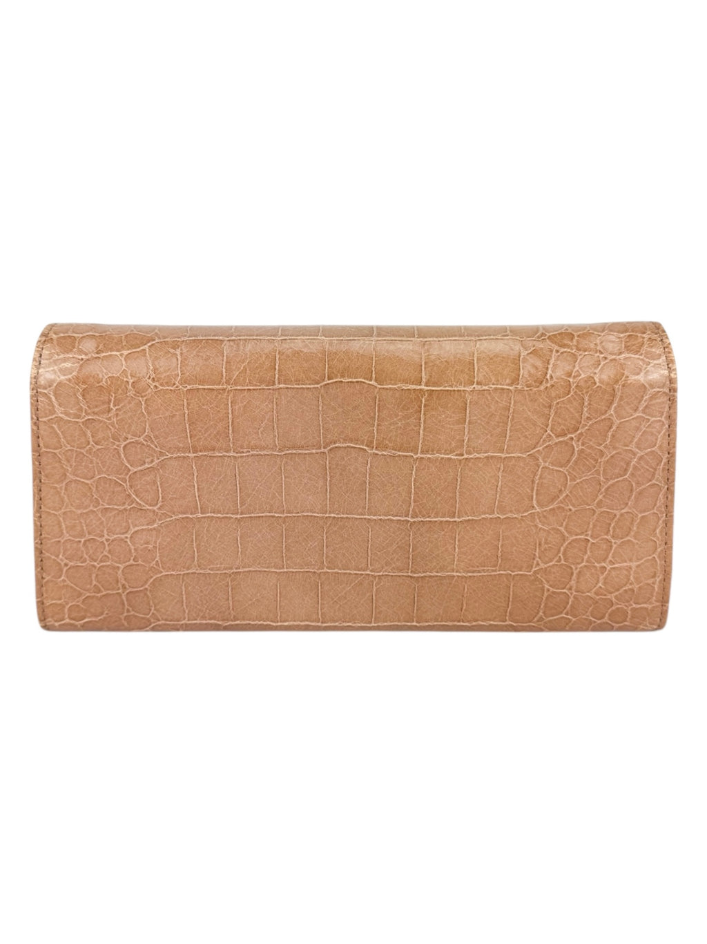 Miu Miu Dusty Pink Croc Embossed Patent Leather Wallet