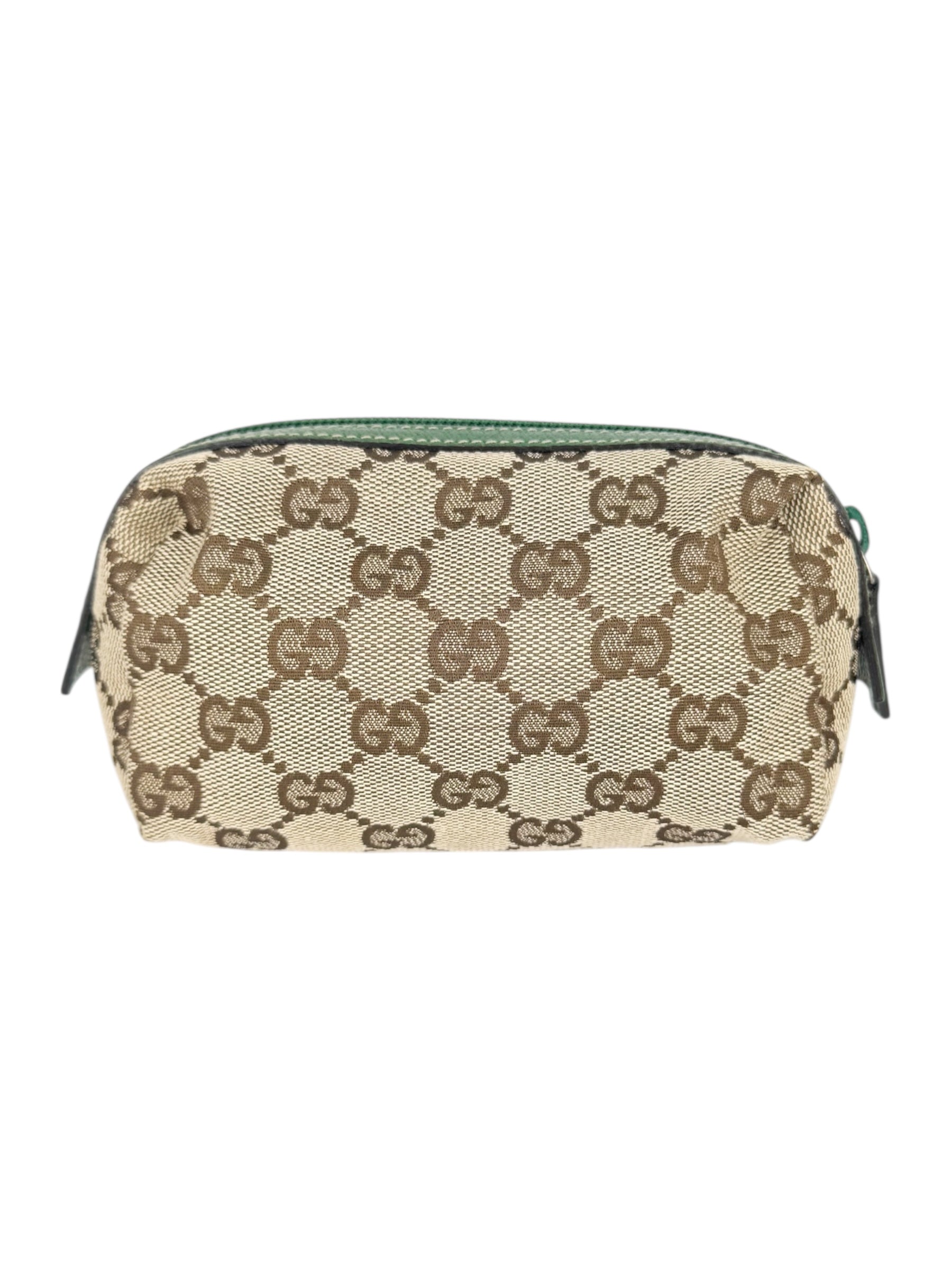 Gucci Brown, Beige and Green Cosmetic Pouch