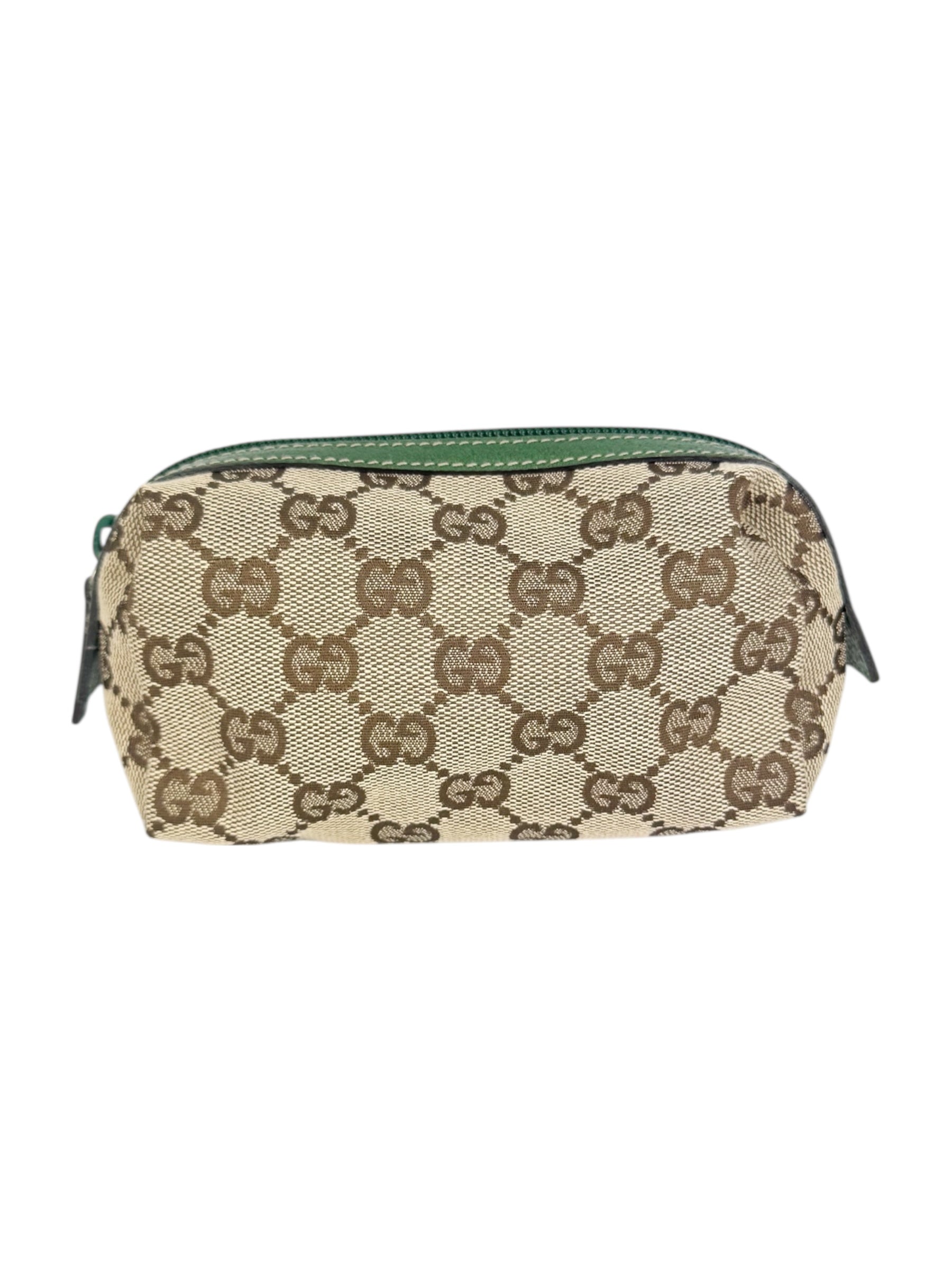 Gucci Brown, Beige and Green Cosmetic Pouch