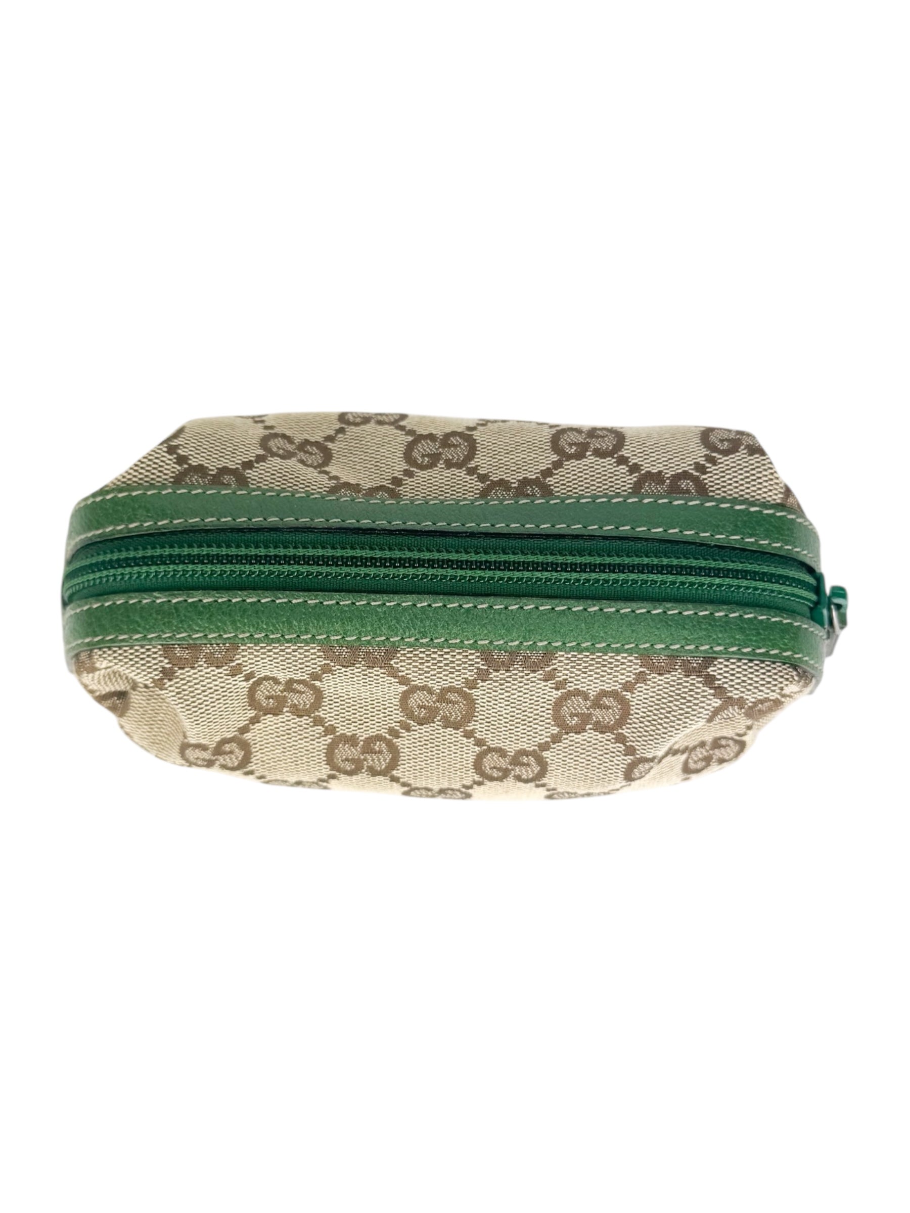 Gucci Brown, Beige and Green Cosmetic Pouch