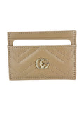 Gucci Beige Leather GG Matelasse Chevron Marmont Card Case