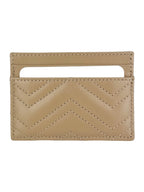 Gucci Beige Leather GG Matelasse Chevron Marmont Card Case