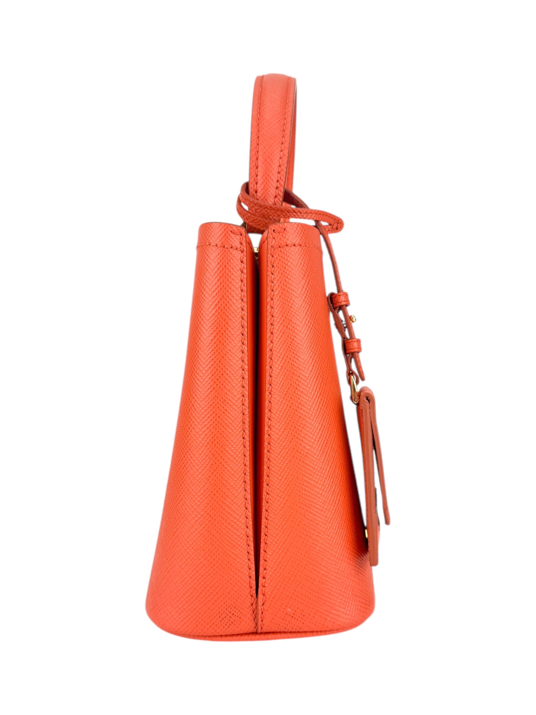 Prada Orange Saffiano Leather Pannier Bag Small