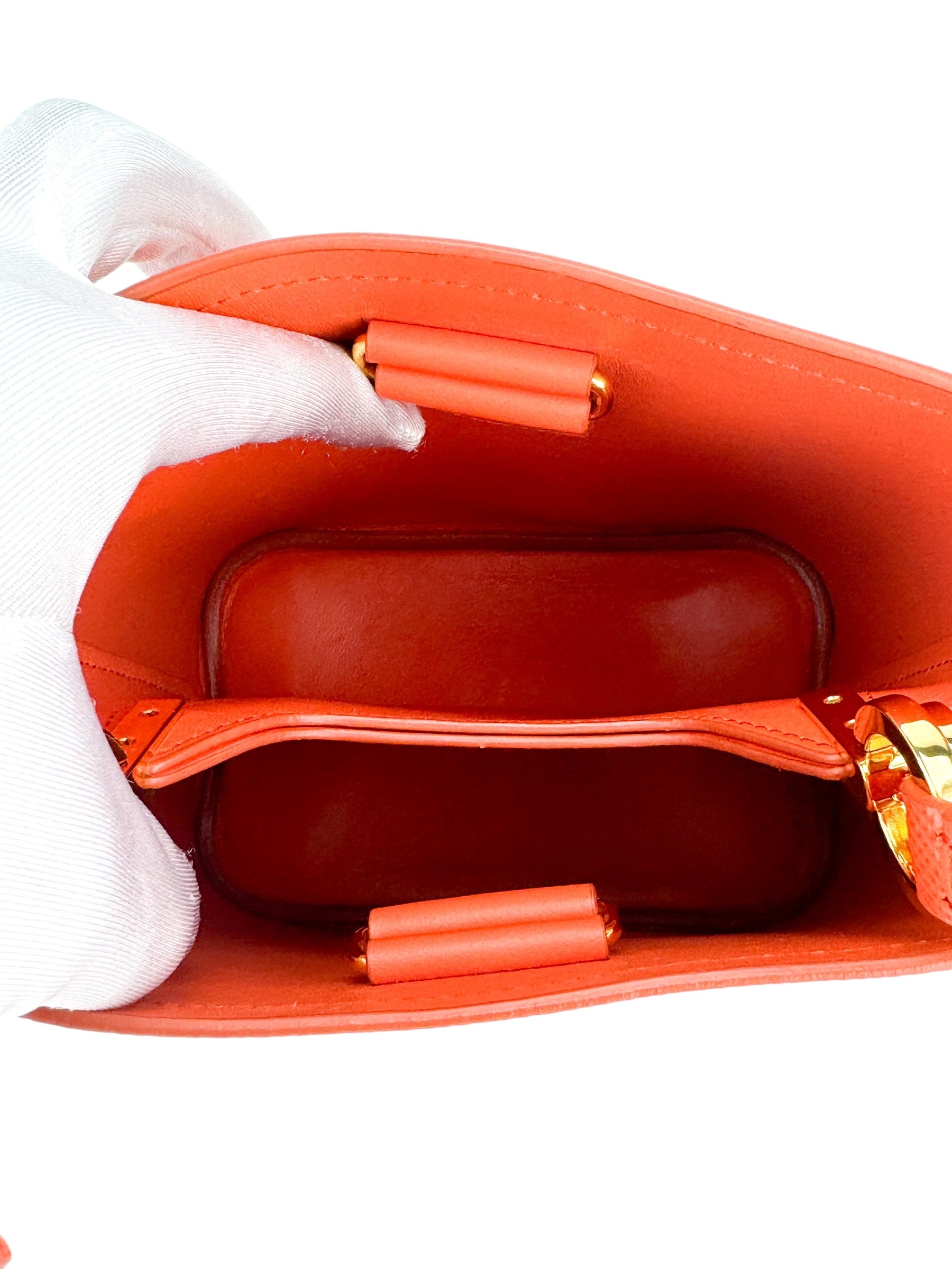 Prada Orange Saffiano Leather Pannier Bag Small