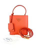 Prada Orange Saffiano Leather Pannier Bag Small