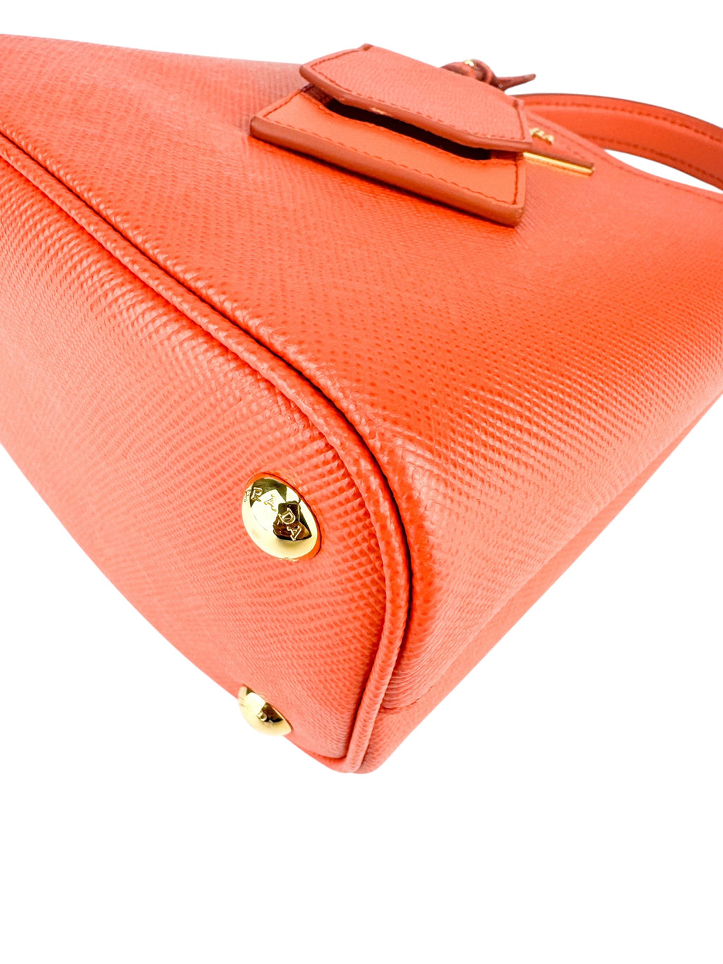 Prada Orange Saffiano Leather Pannier Bag Small