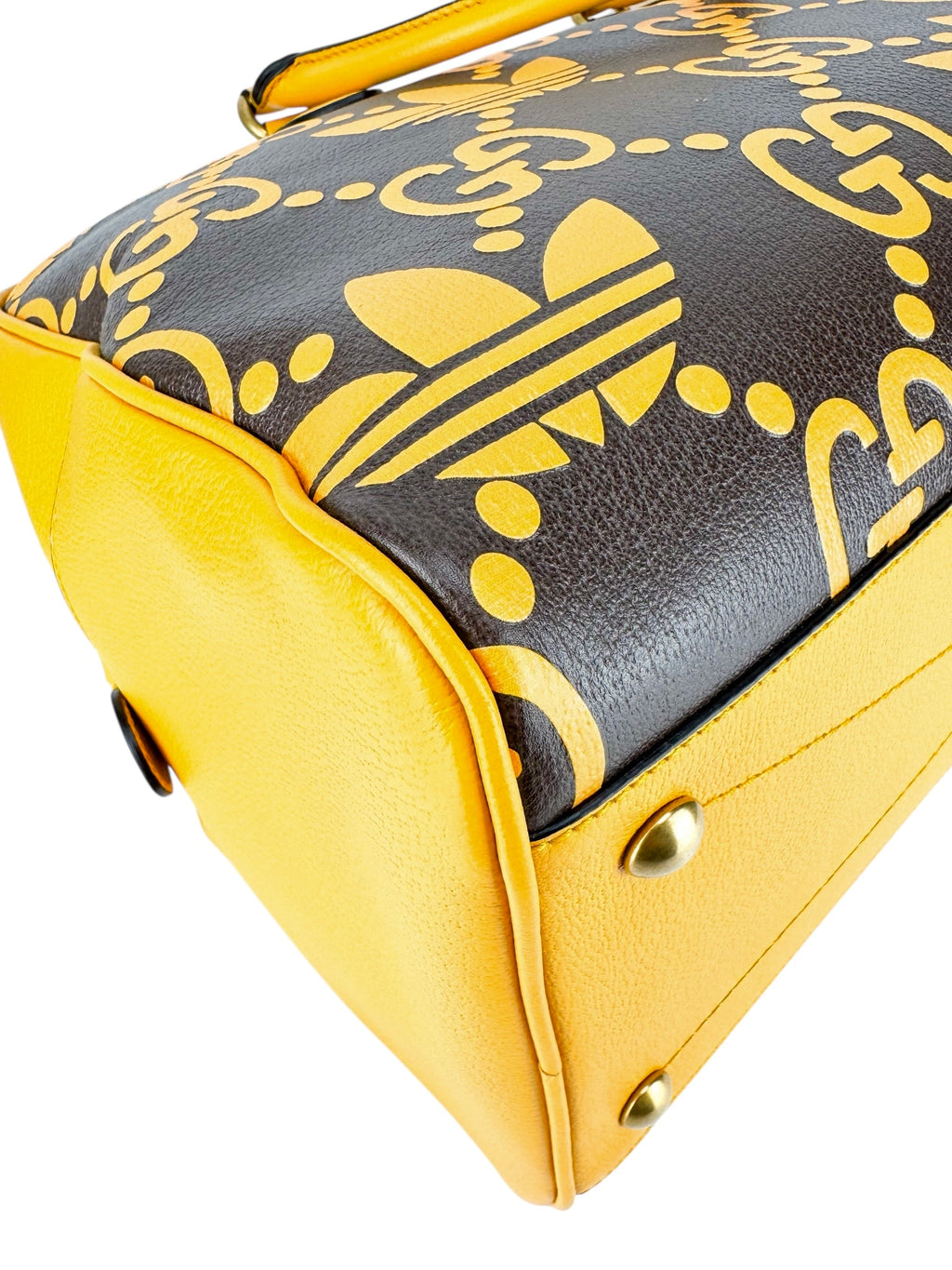 Gucci x Adidas Brown and Yellow Leather Duffle Bag