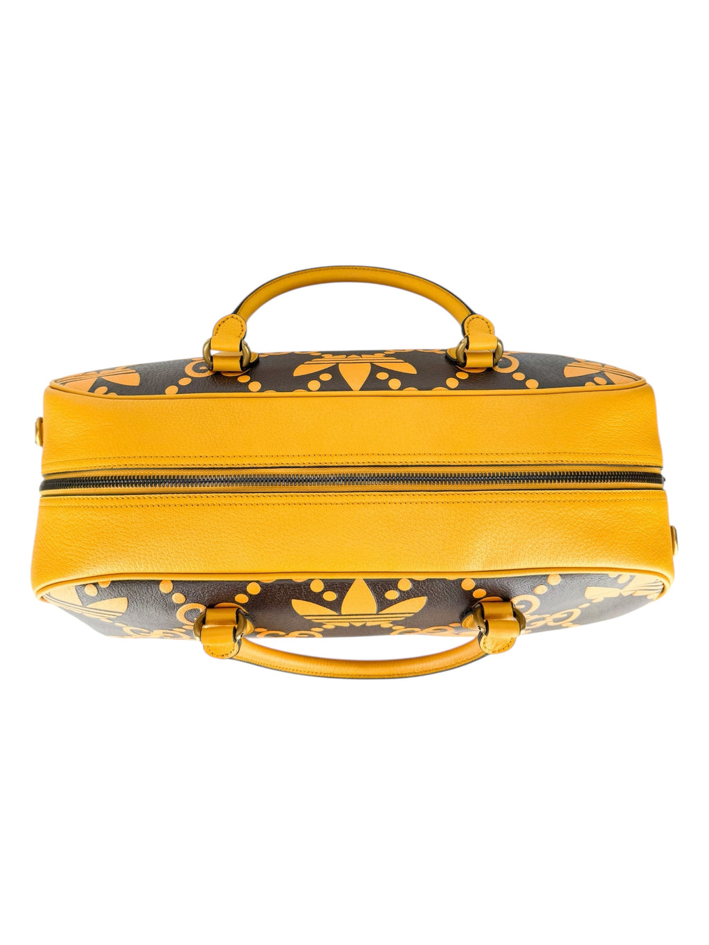 Gucci x Adidas Brown and Yellow Leather Duffle Bag