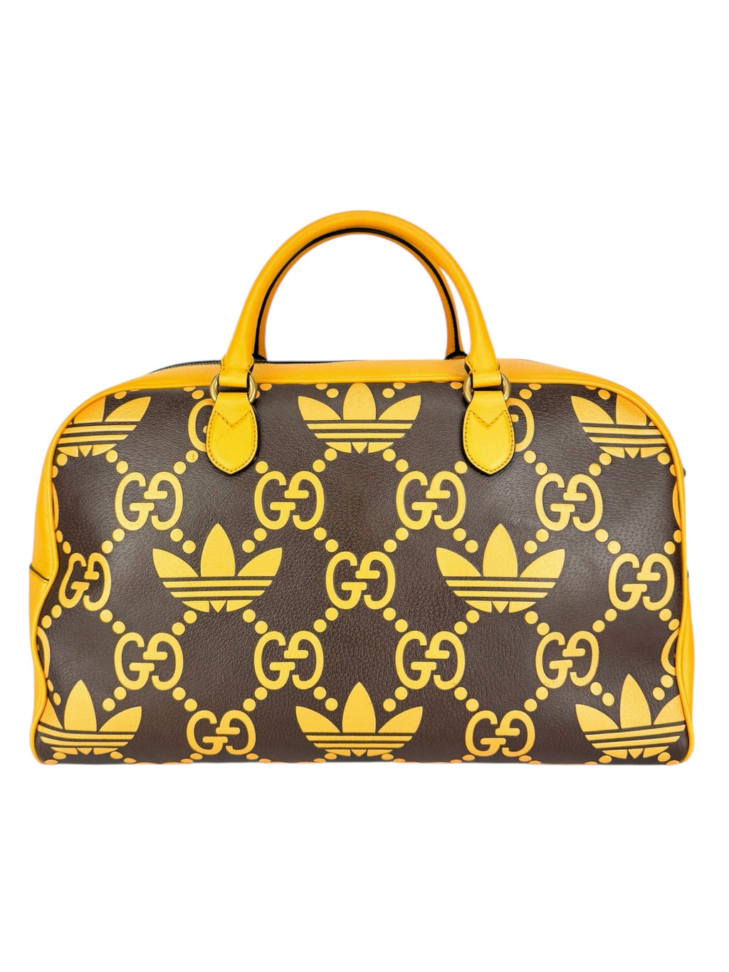 Gucci x Adidas Brown and Yellow Leather Duffle Bag