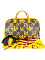Gucci x Adidas Brown and Yellow Leather Duffle Bag
