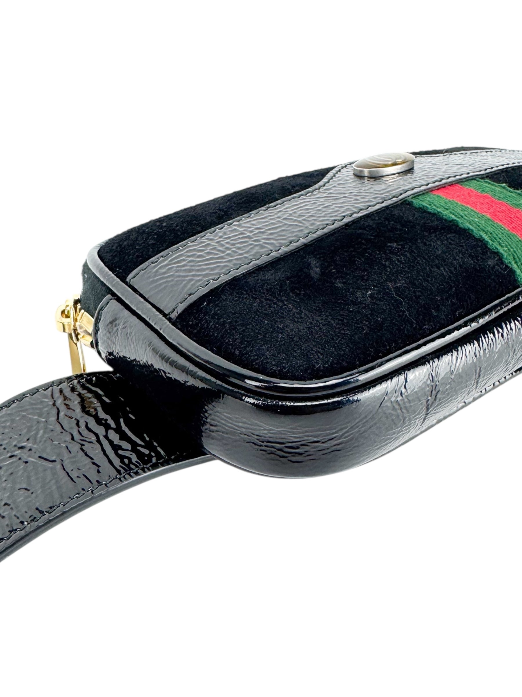 Gucci Patent Leather and Suede Ophidia Waistbag