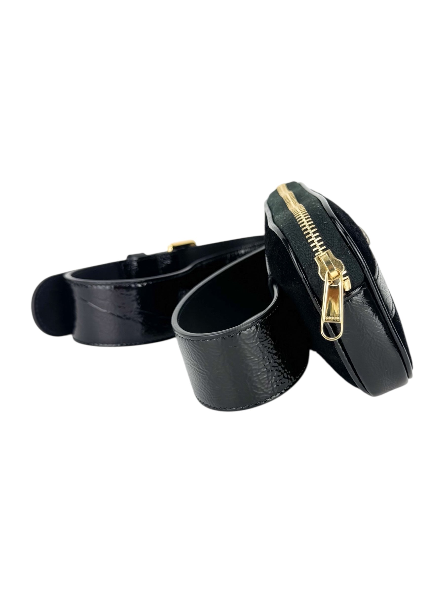Gucci Patent Leather and Suede Ophidia Waistbag