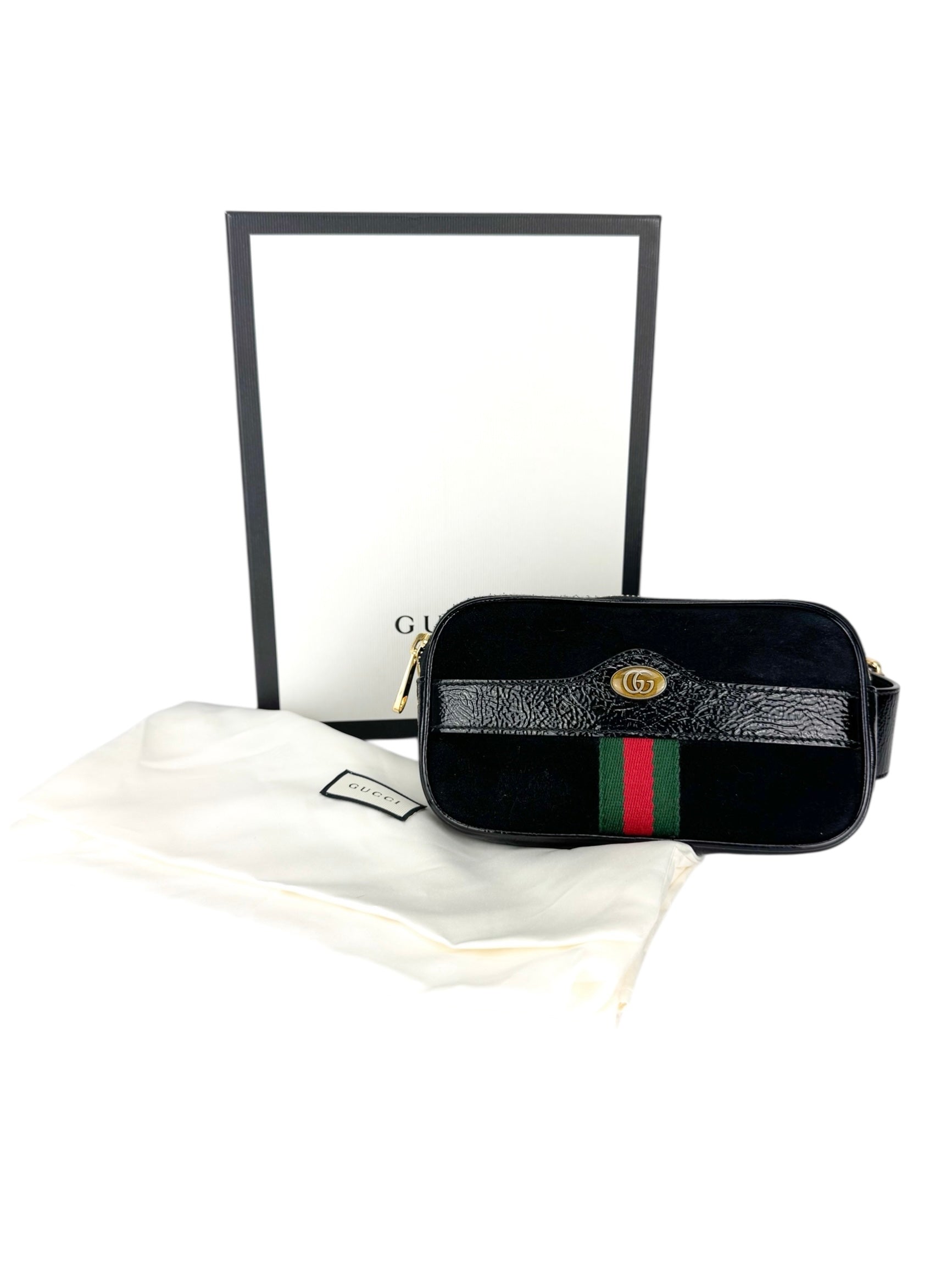 Gucci Patent Leather and Suede Ophidia Waistbag