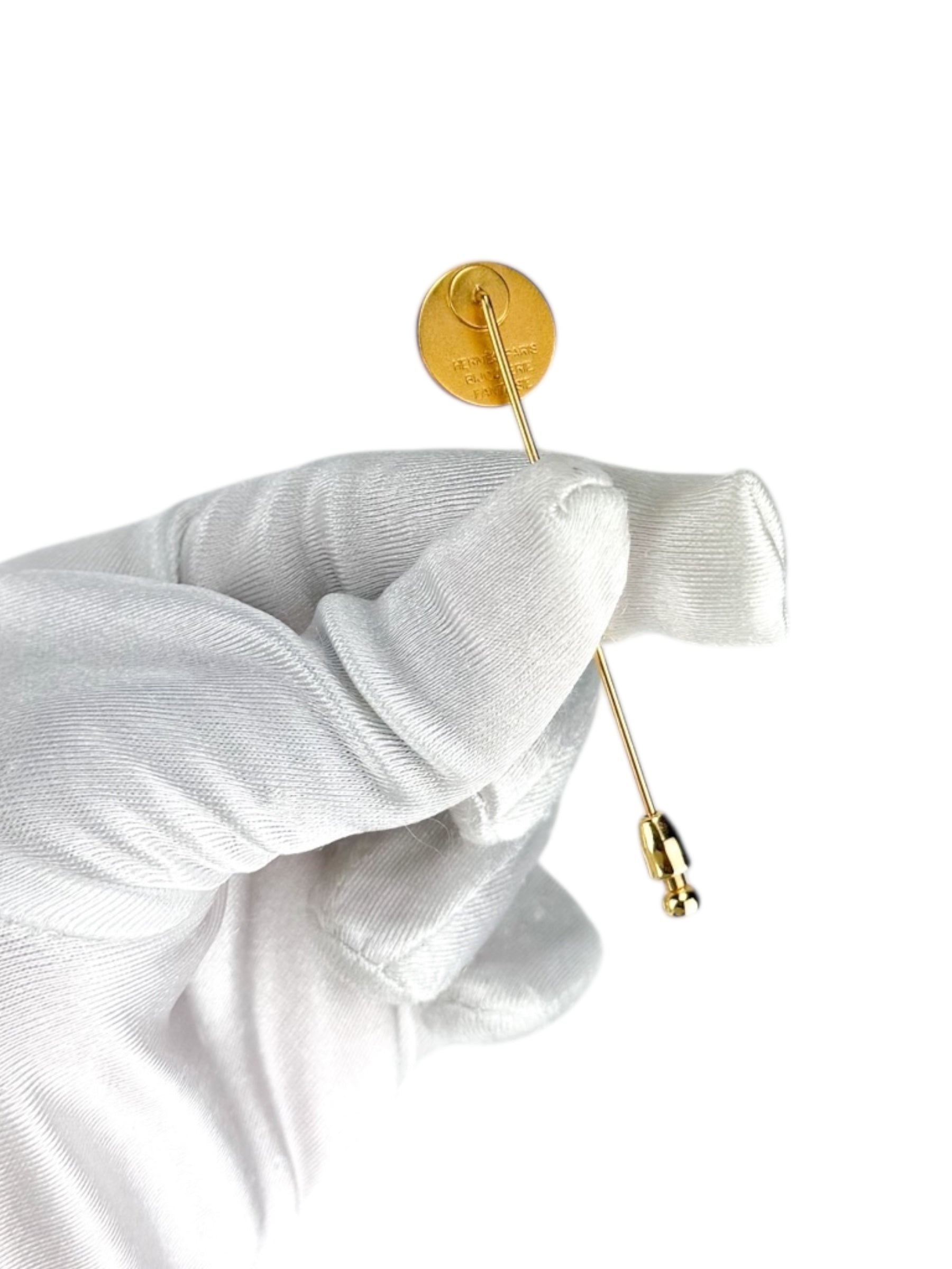 Hermes Gold Sellier Pin Brooch