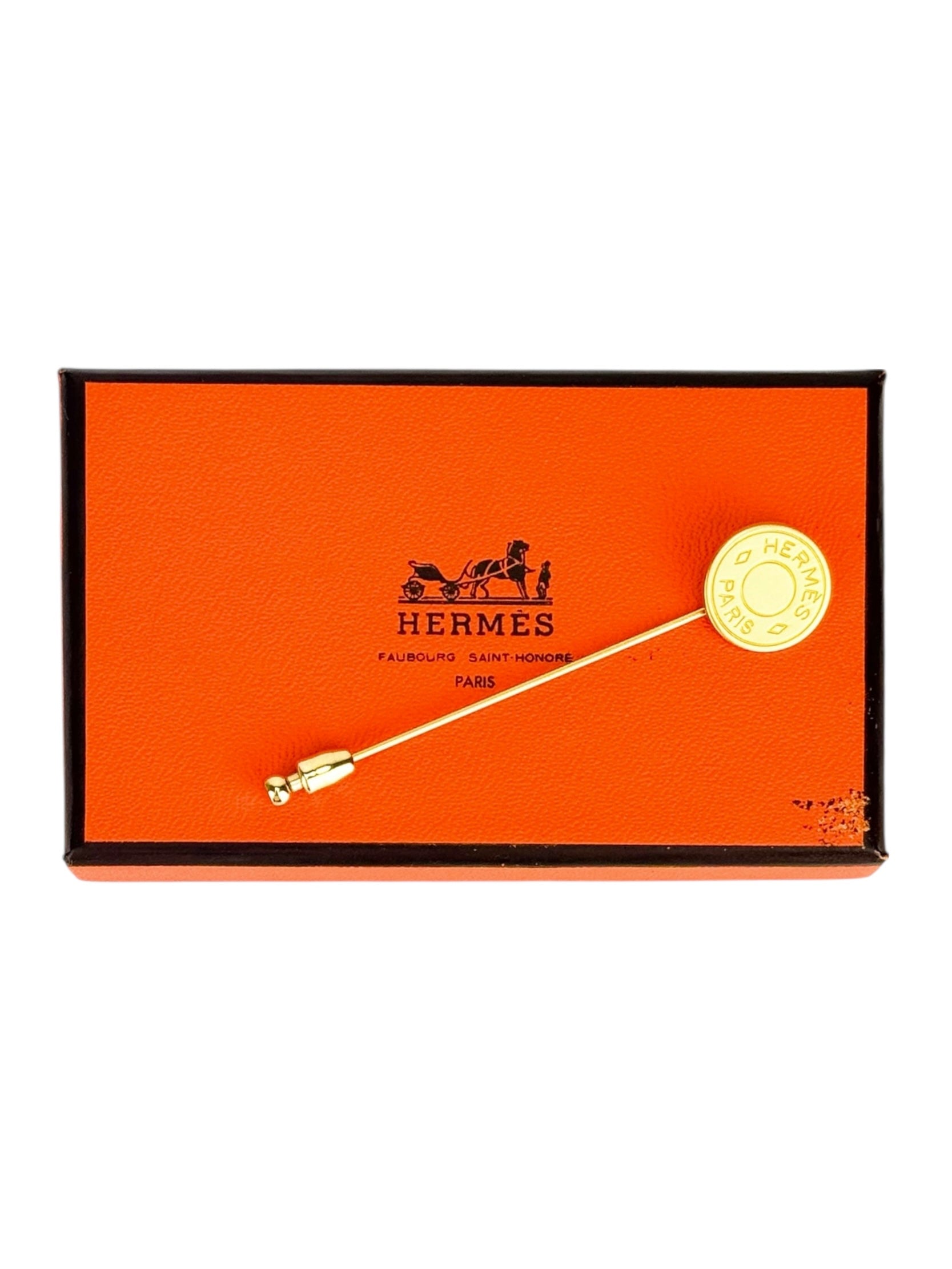 Hermes Gold Sellier Pin Brooch