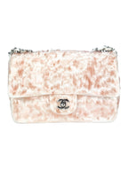 Chanel Light Pink Canvas and Sequin Paillette Single Flap Shoulder Bag