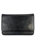 Chanel Black Leather Camellia Wallet On Chain