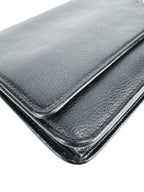 Chanel Black Leather Camellia Wallet On Chain