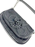 Chanel Black Lambskin and Patent Leather Camellia Chocolate Bar Handbag
