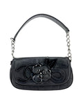 Chanel Black Lambskin and Patent Leather Camellia Chocolate Bar Handbag