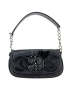 Chanel Black Lambskin and Patent Leather Camellia Chocolate Bar Handbag