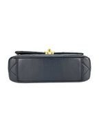 Chanel Black Lambskin Leather Matelasse Top Handle Single Flap Bag Small
