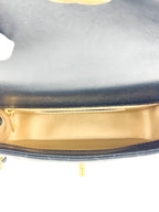 Chanel Black Lambskin Leather Matelasse Top Handle Single Flap Bag Small