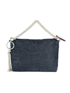 Jimmy Choo Black Velvet Sparkle Pochette Bag