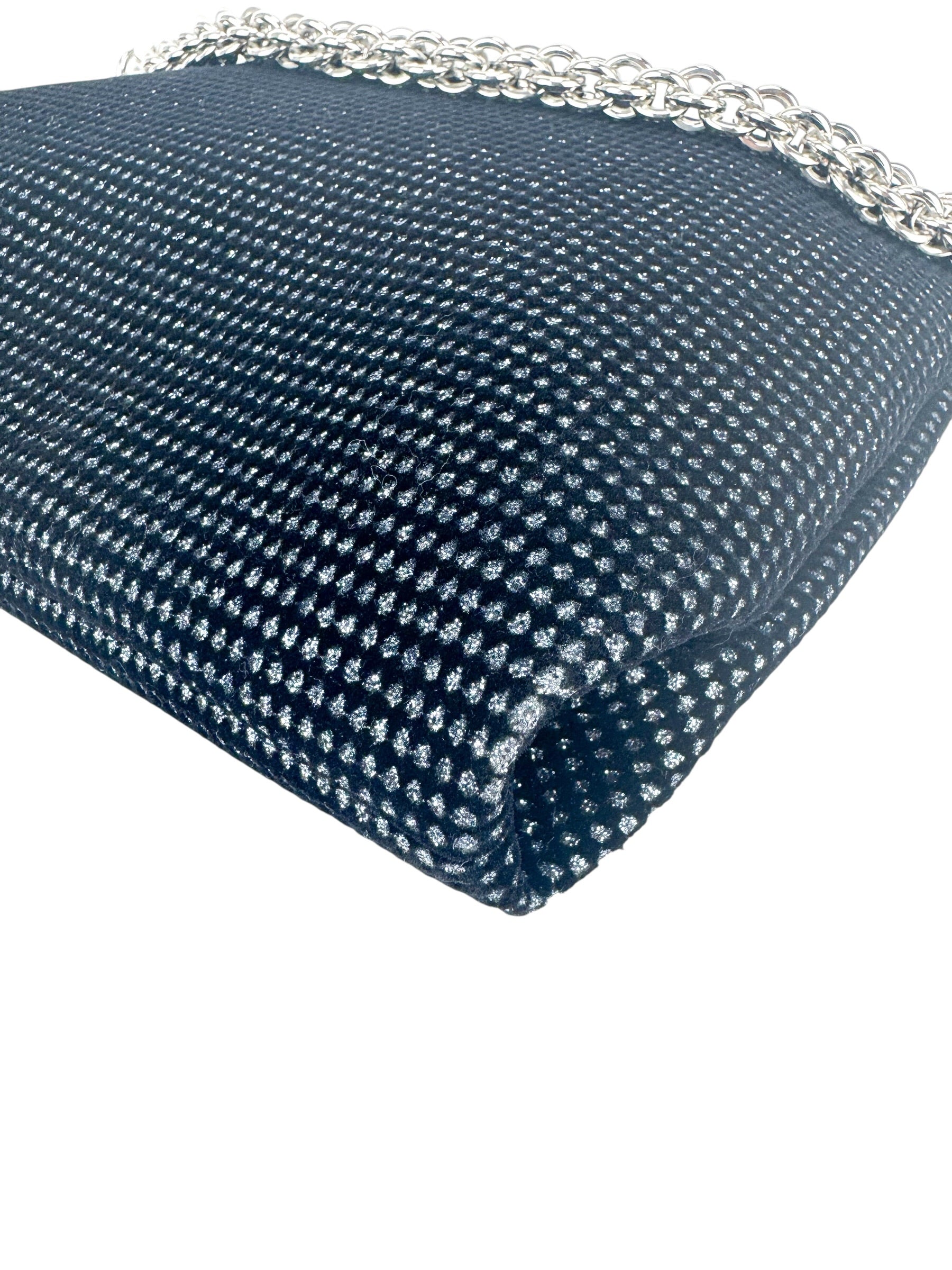 Jimmy Choo Black Velvet Sparkle Pochette Bag