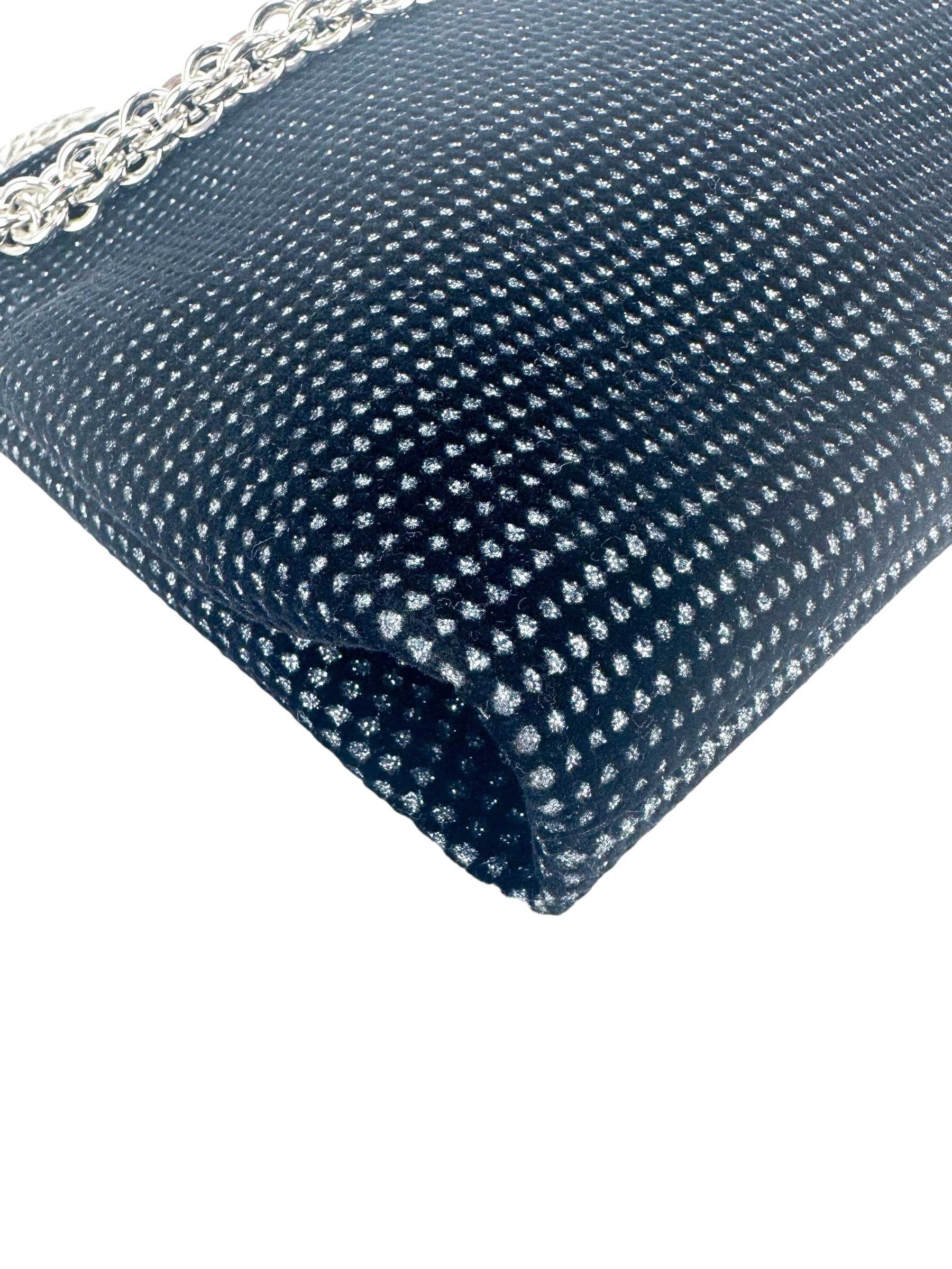 Jimmy Choo Black Velvet Sparkle Pochette Bag