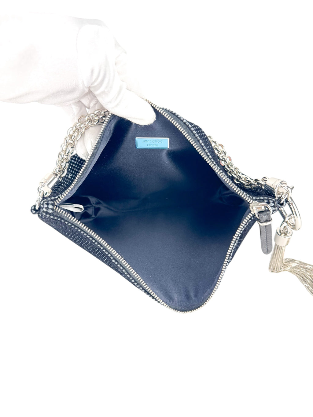 Jimmy Choo Black Velvet Sparkle Pochette Bag